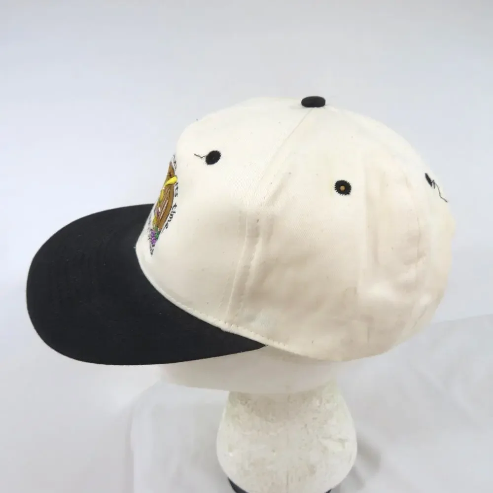 Stop Phylloxera Cartoon Wine Hat Beige Black Snapback 1990s